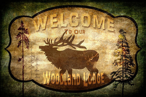 Welcome_Lodge Elk Black Ornate Wood Framed Art Print with Double Matting by LightBoxJournal