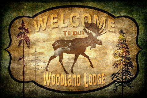 Welcome_Lodge Moose Black Ornate Wood Framed Art Print with Double Matting by LightBoxJournal