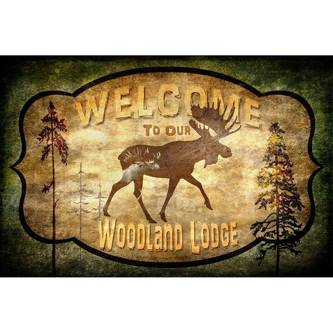 Welcome_Lodge Moose Gold Ornate Wood Framed Art Print with Double Matting by LightBoxJournal