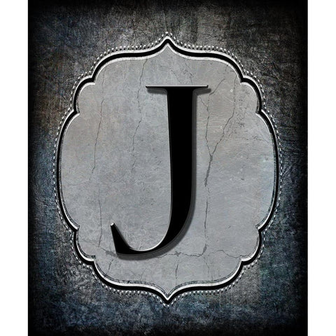 Letter J Gold Ornate Wood Framed Art Print with Double Matting by LightBoxJournal