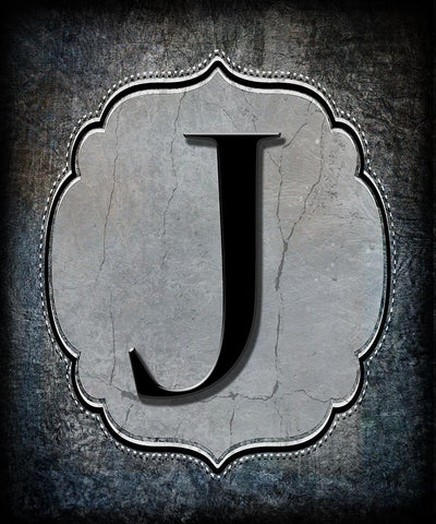 Letter J Black Ornate Wood Framed Art Print with Double Matting by LightBoxJournal