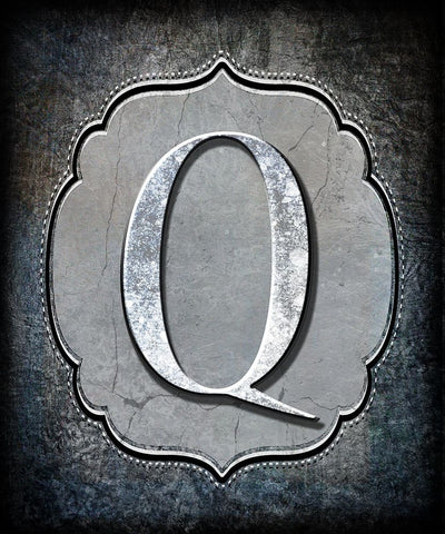 Letter Q Black Ornate Wood Framed Art Print with Double Matting by LightBoxJournal