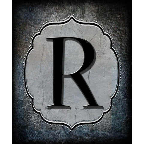 Letter R Black Modern Wood Framed Art Print with Double Matting by LightBoxJournal