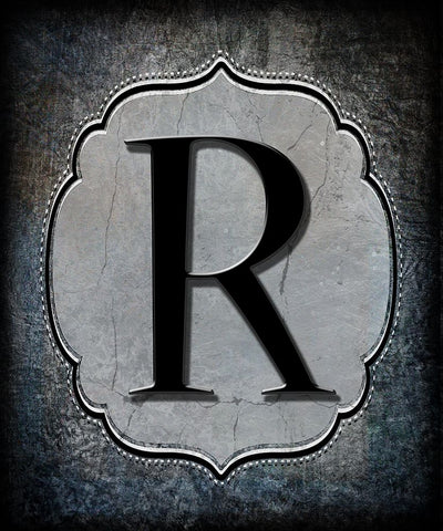 Letter R Black Ornate Wood Framed Art Print with Double Matting by LightBoxJournal