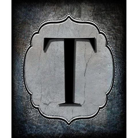 Letter T Black Modern Wood Framed Art Print by LightBoxJournal