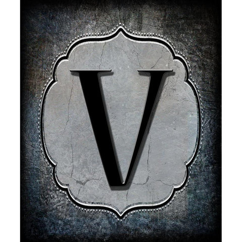 Letter V Gold Ornate Wood Framed Art Print with Double Matting by LightBoxJournal