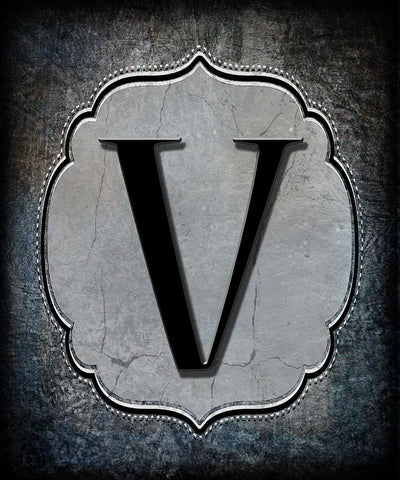 Letter V Black Ornate Wood Framed Art Print with Double Matting by LightBoxJournal