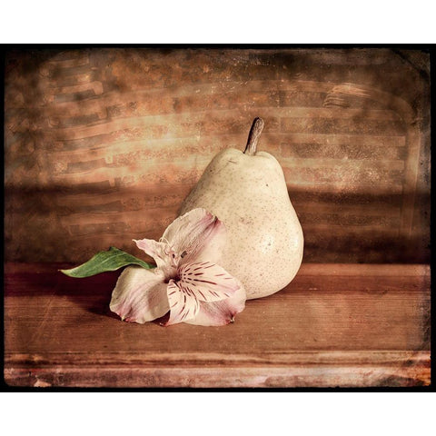 Kitchen Pear 2 Gold Ornate Wood Framed Art Print with Double Matting by LightBoxJournal