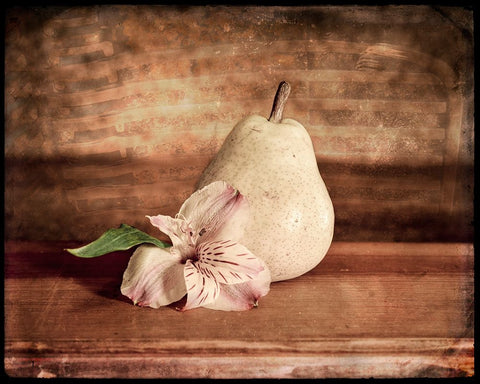 Kitchen Pear 2 Black Ornate Wood Framed Art Print with Double Matting by LightBoxJournal