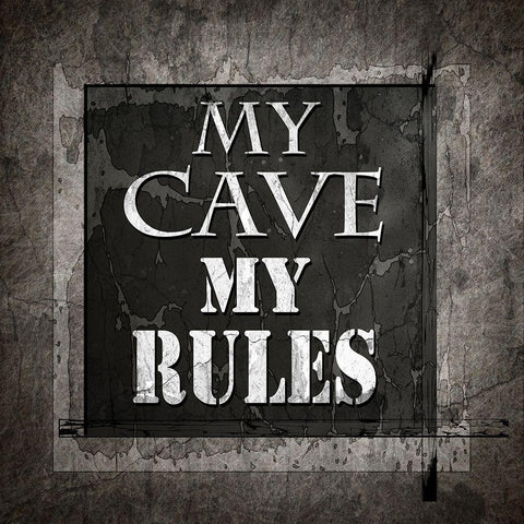 Welcome To Man Cave My Rules White Modern Wood Framed Art Print by LightBoxJournal