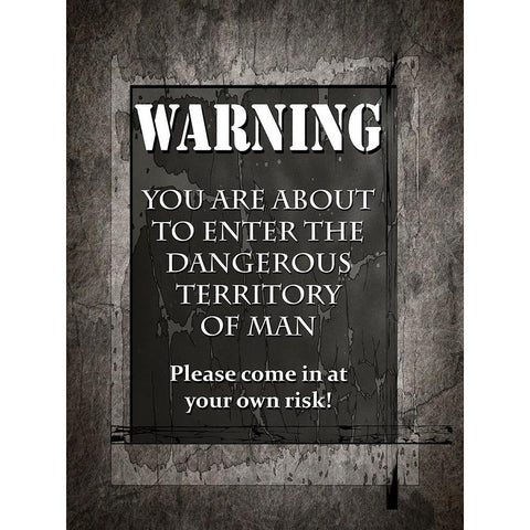 Welcome To Man Cave Warning Gold Ornate Wood Framed Art Print with Double Matting by LightBoxJournal