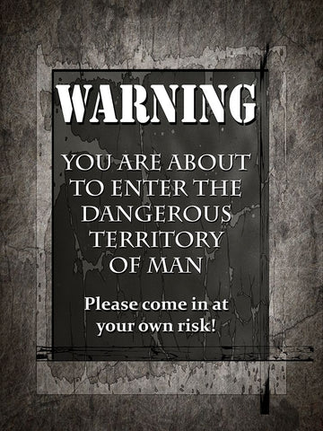 Welcome To Man Cave Warning White Modern Wood Framed Art Print with Double Matting by LightBoxJournal