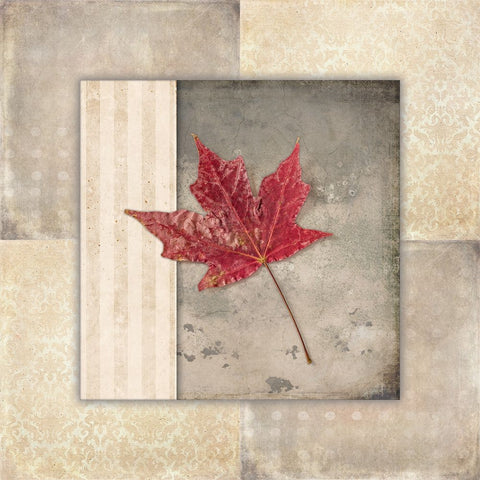 Lodge Leaf Tile 1 Black Ornate Wood Framed Art Print with Double Matting by LightBoxJournal