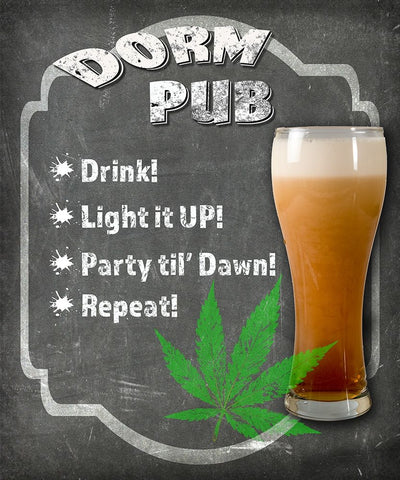 Dorm Room Pub Black Ornate Wood Framed Art Print with Double Matting by LightBoxJournal