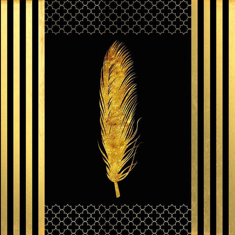 Black And Gold - Feathered Fashion Gold Ornate Wood Framed Art Print with Double Matting by LightBoxJournal