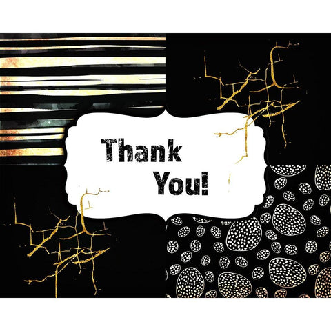 Black And Gold - Thank you 3 Black Modern Wood Framed Art Print with Double Matting by LightBoxJournal