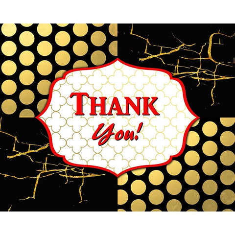 Black And Gold - Thank you 6 Gold Ornate Wood Framed Art Print with Double Matting by LightBoxJournal