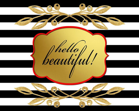 Gold Hello Beautiful Black Ornate Wood Framed Art Print with Double Matting by LightBoxJournal