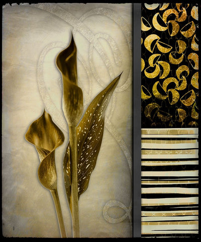 Gold Lily 1 White Modern Wood Framed Art Print with Double Matting by LightBoxJournal