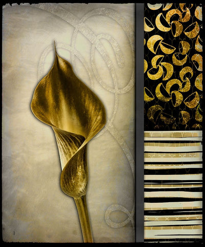 Gold Lily 2 Black Ornate Wood Framed Art Print with Double Matting by LightBoxJournal