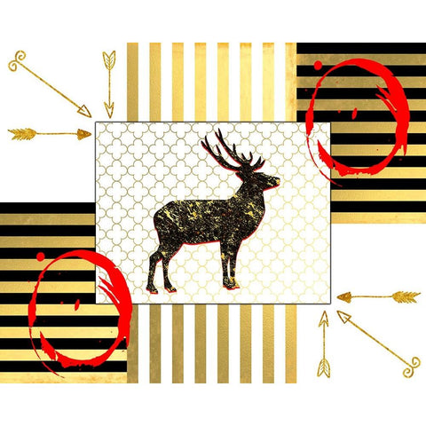 Gold Love Stag Right Black Modern Wood Framed Art Print with Double Matting by LightBoxJournal