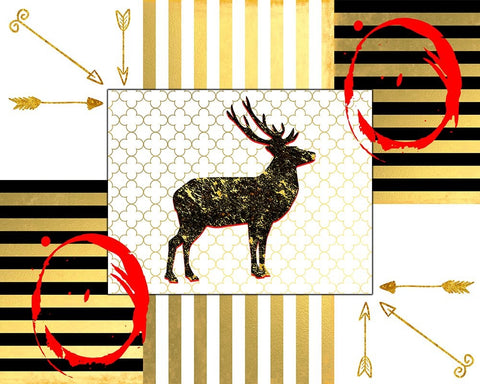 Gold Love Stag Right White Modern Wood Framed Art Print with Double Matting by LightBoxJournal