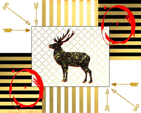 Gold Love Stag White Modern Wood Framed Art Print with Double Matting by LightBoxJournal