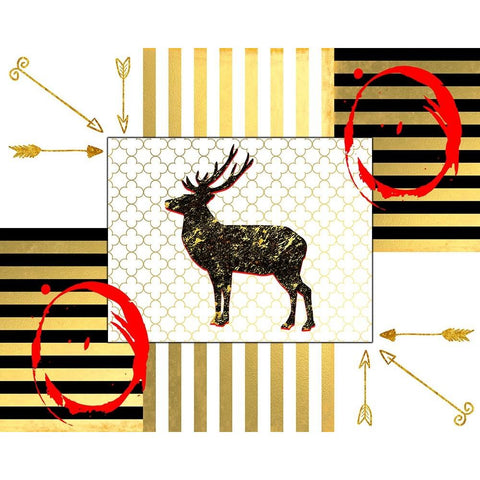 Gold Love Stag Black Modern Wood Framed Art Print with Double Matting by LightBoxJournal