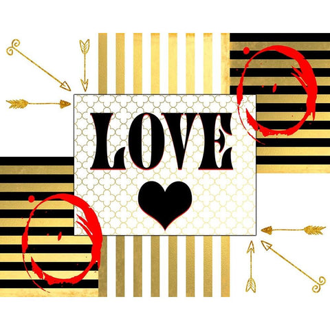 Gold Love Black Modern Wood Framed Art Print with Double Matting by LightBoxJournal