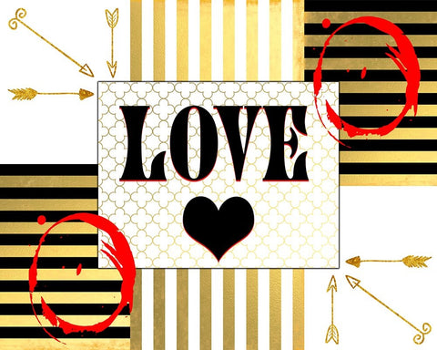 Gold Love Black Ornate Wood Framed Art Print with Double Matting by LightBoxJournal