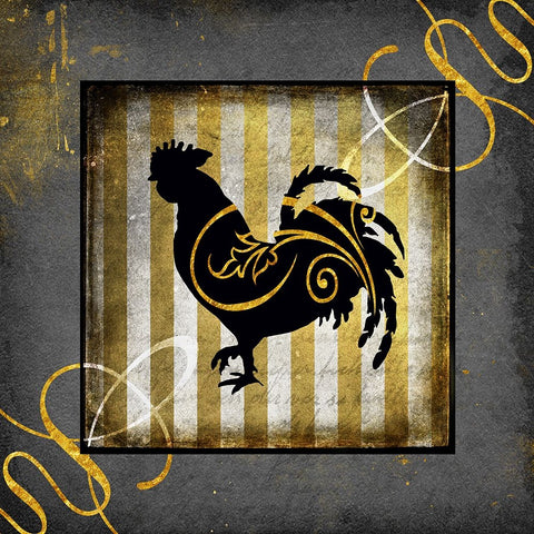 Gold Welcome To Our Bistro Chicken 2 Black Ornate Wood Framed Art Print with Double Matting by LightBoxJournal