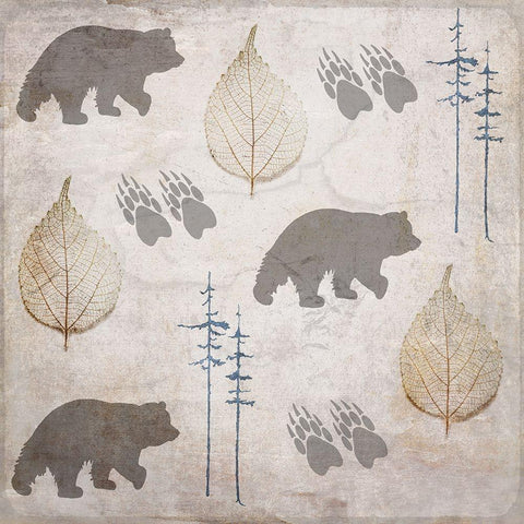 Moose Lodge Pattern Bear Gold Ornate Wood Framed Art Print with Double Matting by LightBoxJournal