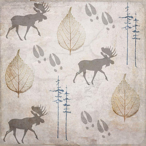 Moose Lodge Pattern White Modern Wood Framed Art Print by LightBoxJournal