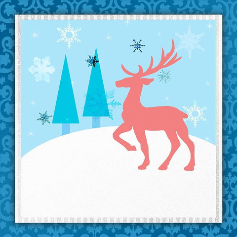 Christmas Deer 1 Gold Ornate Wood Framed Art Print with Double Matting by LightBoxJournal