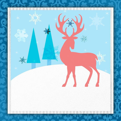 Christmas Deer 2 Gold Ornate Wood Framed Art Print with Double Matting by LightBoxJournal