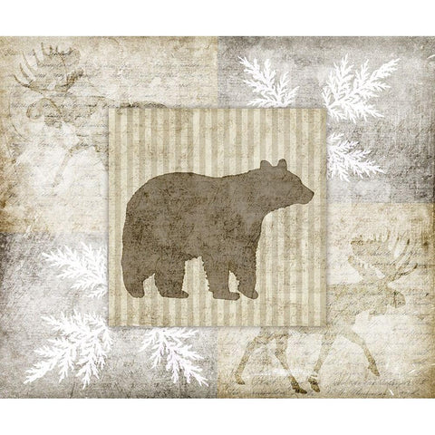 Decorative Lodge Bear 1 Black Modern Wood Framed Art Print with Double Matting by LightBoxJournal