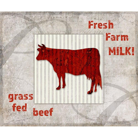 Decortive Pattern Farm Fresh Beef Gold Ornate Wood Framed Art Print with Double Matting by LightBoxJournal