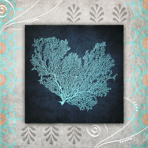 Decortive Sea Leaf 1 Black Ornate Wood Framed Art Print with Double Matting by LightBoxJournal