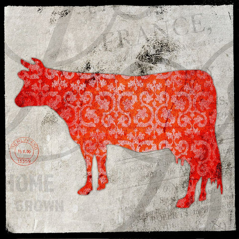 Farm Fresh Cow Black Ornate Wood Framed Art Print with Double Matting by LightBoxJournal