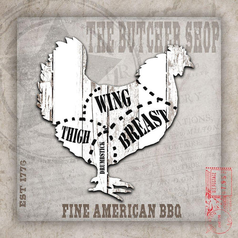 American Butcher Shop Chicken Black Modern Wood Framed Art Print with Double Matting by LightBoxJournal