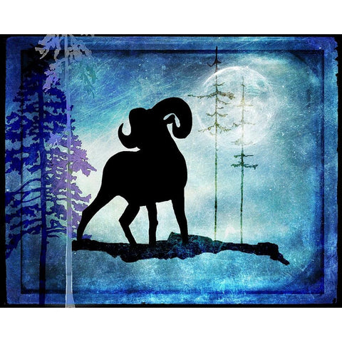 Midnight Sheep Black Modern Wood Framed Art Print with Double Matting by LightBoxJournal
