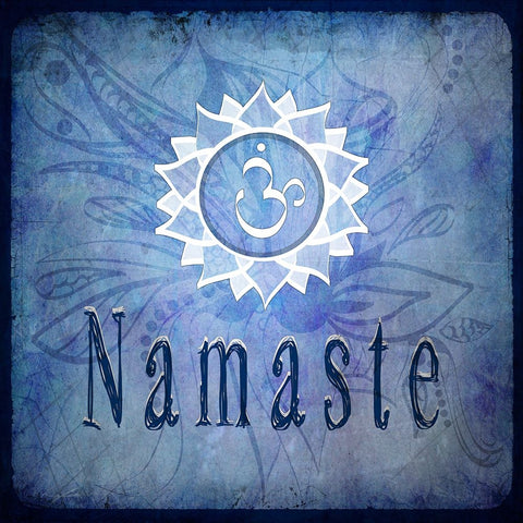 Chakras Yoga Namaste V2 White Modern Wood Framed Art Print with Double Matting by LightBoxJournal