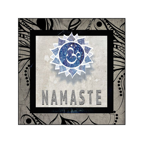 Chakras Yoga Tile Namaste V2 Black Ornate Wood Framed Art Print with Double Matting by LightBoxJournal