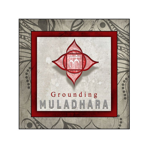 ChakrasYogaTile Muladhara V1 White Modern Wood Framed Art Print with Double Matting by LightBoxJournal