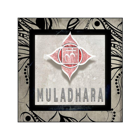 ChakrasYogaTile Muladhara V2 Black Modern Wood Framed Art Print by LightBoxJournal