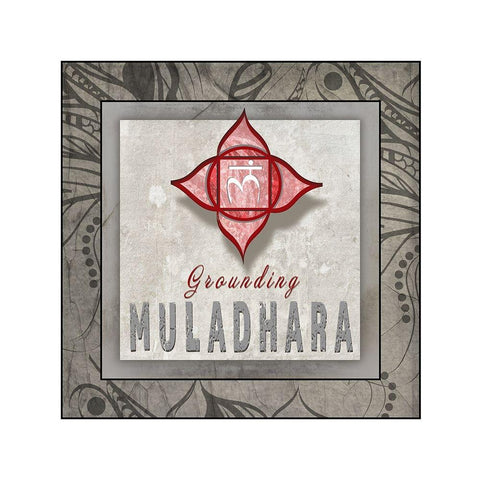 ChakrasYogaTile Muladhara V3 Black Modern Wood Framed Art Print with Double Matting by LightBoxJournal