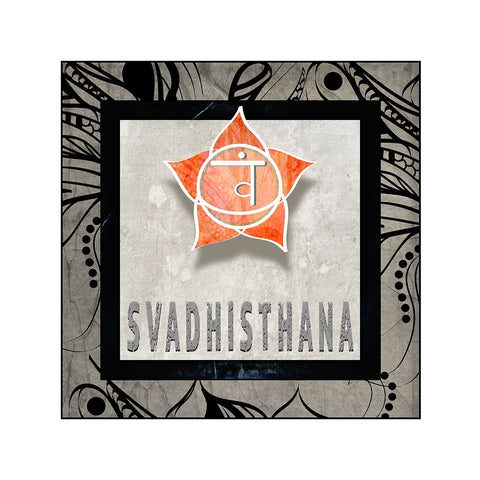 ChakrasYogaTile Svadhisthana V2 Black Ornate Wood Framed Art Print with Double Matting by LightBoxJournal