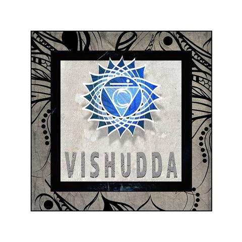 ChakrasYogaTile Vishudda V2 Black Ornate Wood Framed Art Print with Double Matting by LightBoxJournal