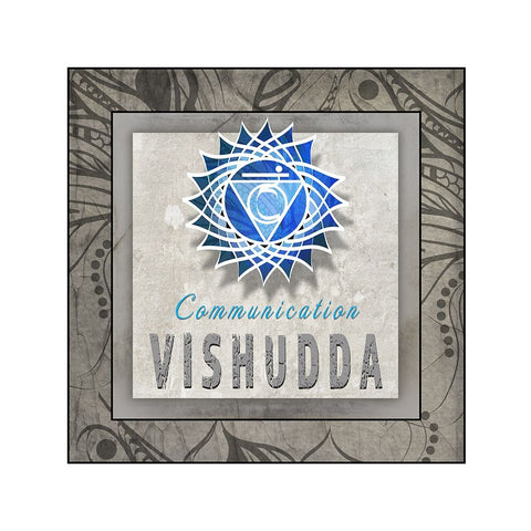 ChakrasYogaTile Vishudda V3 Black Ornate Wood Framed Art Print with Double Matting by LightBoxJournal