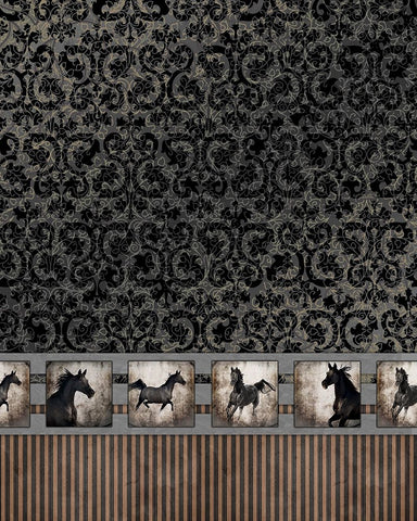 GypsyHorse CollectionSurfacePattern V2 2 Black Ornate Wood Framed Art Print with Double Matting by LightBoxJournal